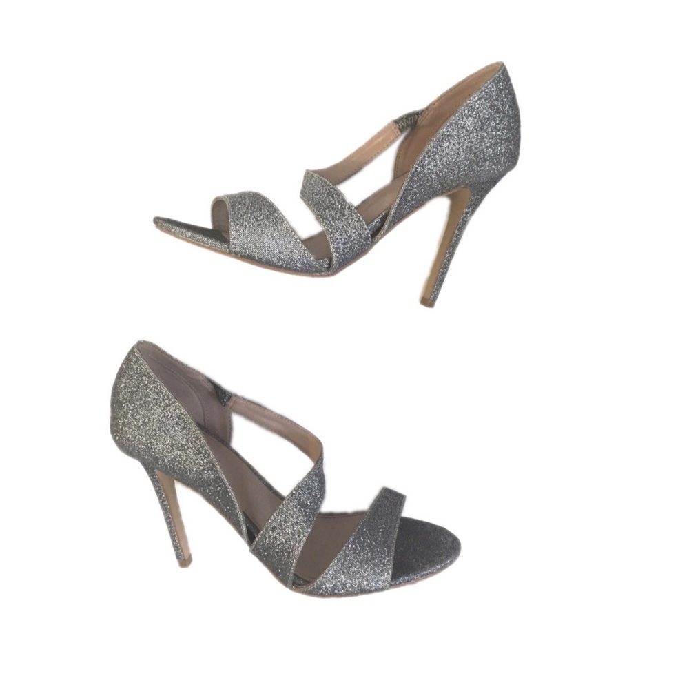 Carvela Kurt Geiger Silver Glitter Strappy High Heel Sandals - Picture 3 of 10